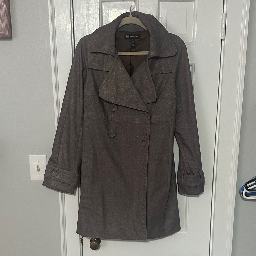 INC lined brown trench coat size large